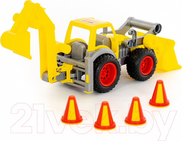 Изображение товара Погрузчик игрушечный Полесье с ковшом КонсТрак / 37749 (в коробке)