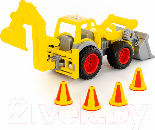 Изображение товара Погрузчик игрушечный Полесье с ковшом КонсТрак / 37749 (в коробке)