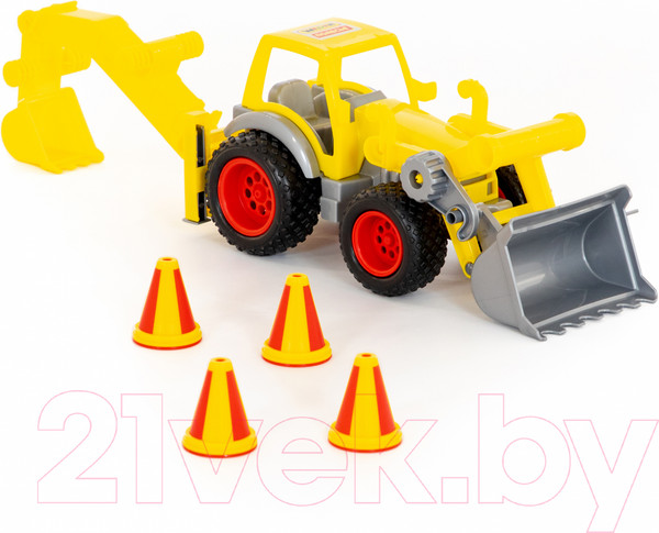 Изображение товара Погрузчик игрушечный Полесье с ковшом КонсТрак / 37749 (в коробке)