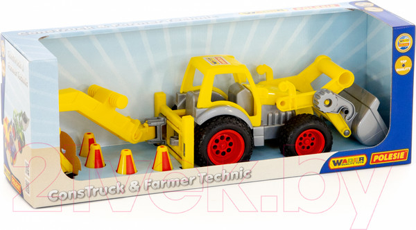 Изображение товара Погрузчик игрушечный Полесье с ковшом КонсТрак / 37749 (в коробке)