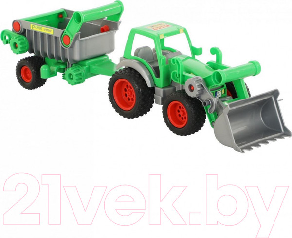 Изображение товара Погрузчик игрушечный Полесье с полуприцепом Фермер-техник / 8718 (в сеточке)