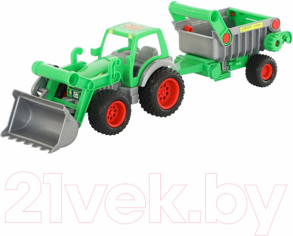 Изображение товара Погрузчик игрушечный Полесье с полуприцепом Фермер-техник / 8718 (в сеточке)