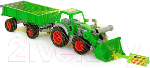 Изображение товара Погрузчик игрушечный Полесье с прицепом Фермер-техник / 8817 (в сеточке)