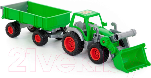Изображение товара Погрузчик игрушечный Полесье с прицепом Фермер-техник / 8817 (в сеточке)