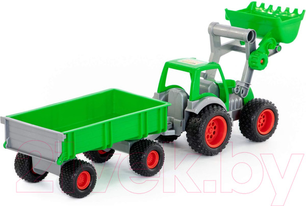 Изображение товара Погрузчик игрушечный Полесье с прицепом Фермер-техник / 8817 (в сеточке)