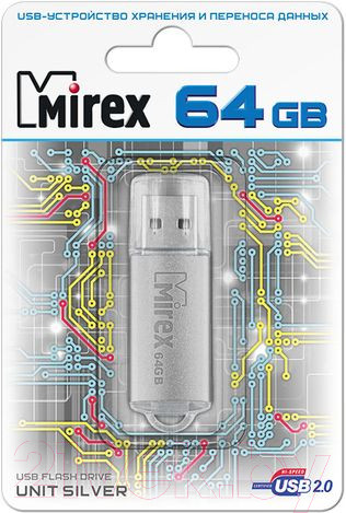 Изображение товара USB flash накопитель Mirex Unit Silver 64GB (13600-FMUUSI64)