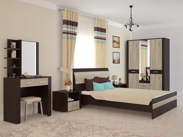 Изображение товара Туалетный столик с зеркалом Интерлиния Коламбия КЛ-16 (дуб венге/дуб серый)