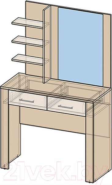 Изображение товара Туалетный столик с зеркалом Интерлиния Коламбия КЛ-16 (дуб венге/дуб серый)