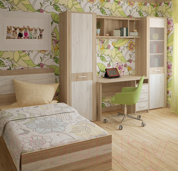 Изображение товара Шкаф-пенал Интерлиния Коламбия КЛ-5 правый (дуб сонома/дуб белый)