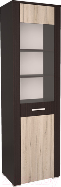 Изображение товара Шкаф-пенал с витриной Интерлиния Коламбия КЛ-5-1 (дуб венге/дуб серый)