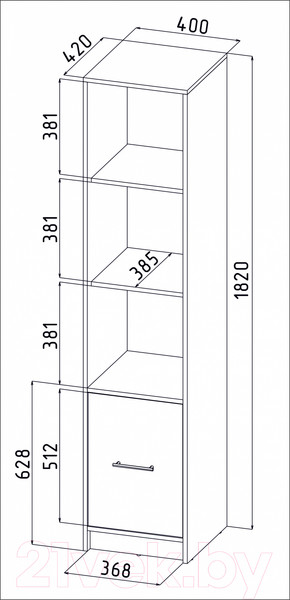 Изображение товара Шкаф-пенал с витриной Интерлиния СК-024 (дуб сонома/дуб белый)