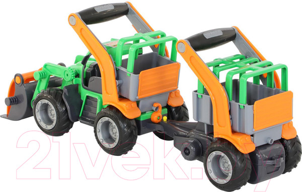 Изображение товара Трактор игрушечный Полесье ГрипТрак с полуприцепом для животных / 48417