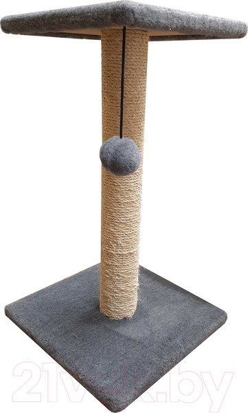Изображение товара Лежанка-когтеточка Cat House Столбик с полкой 0.7 (сизаль серый)