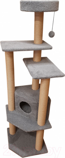 Изображение товара Комплекс для кошек Cat House Торнадо джут (серый)