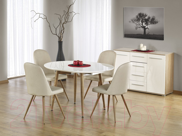 Изображение товара Обеденный стол Halmar Edward 120-200x100 (белый/дуб медовый)