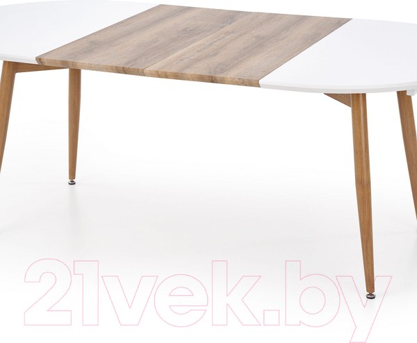 Изображение товара Обеденный стол Halmar Edward 120-200x100 (белый/дуб медовый)