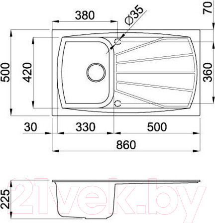 Изображение товара Мойка кухонная Elleci Living 300 Bianco Titano G68 / LGL30068