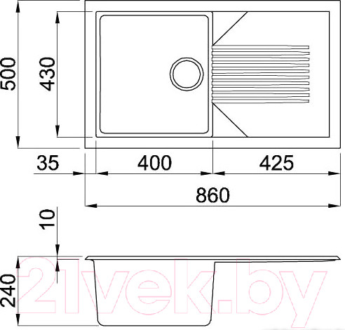 Изображение товара Мойка кухонная Elleci Tekno 400 White V96