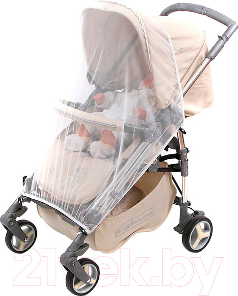Изображение товара Москитная сетка для коляски Bambola Прогулка с клевантами (белый)