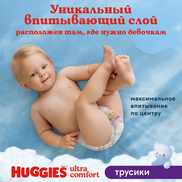 Изображение товара Подгузники-трусики детские Huggies Mega 6 Girl (44шт)