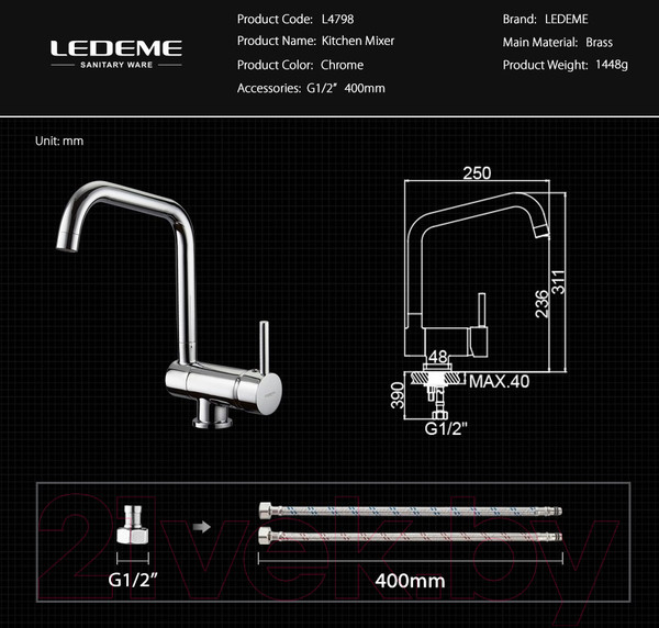 Изображение товара Смеситель Ledeme L4798
