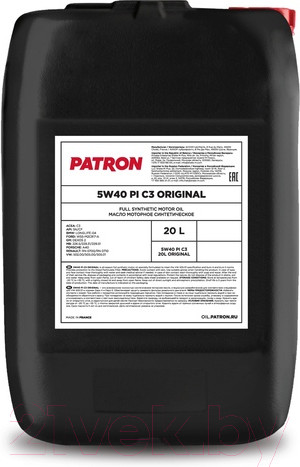 Изображение товара Моторное масло Patron Original 5W40 PI C3 (20л)
