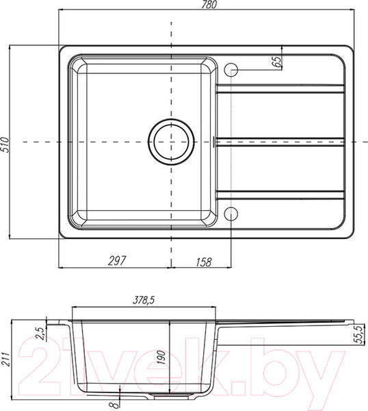 Изображение товара Мойка кухонная Акватон Аманда (1A712832AD210)