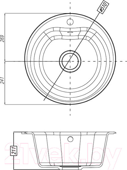 Изображение товара Мойка кухонная Акватон Мида (1A712732MD250)
