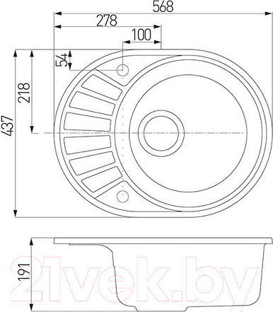 Изображение товара Мойка кухонная Акватон Чезана (1A711232CS260)