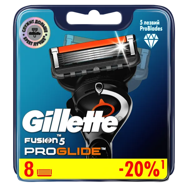 Изображение товара Набор сменных кассет Gillette Fusion ProGlide (8шт)