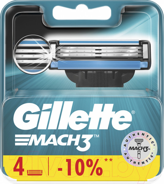 Изображение товара Набор сменных кассет Gillette Mach3 (4шт)
