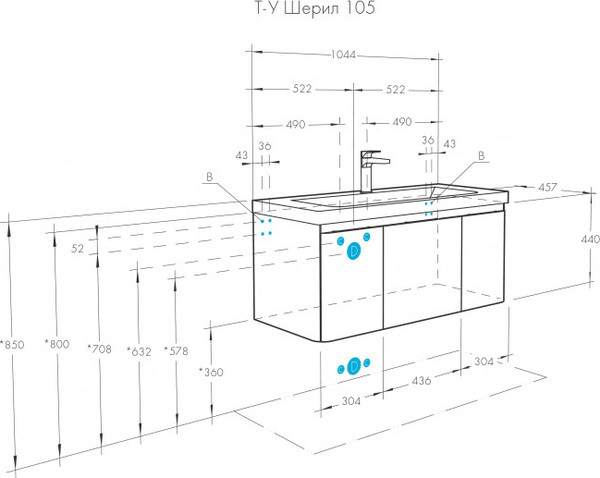 Изображение товара Тумба под умывальник Акватон Шерилл 105 (1A206301SH010)