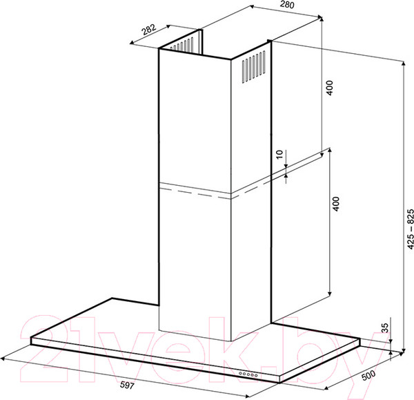 Изображение товара Вытяжка Т-образная Krona Rina 600 Black PB / КА-00005483