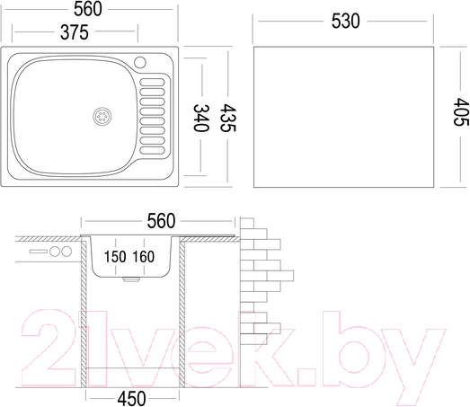 Изображение товара Мойка кухонная Ukinox CLM560.435 5К 1R