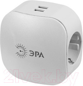 Изображение товара Электроразветвитель ЭРА SP-3e-USB-2A (белый)