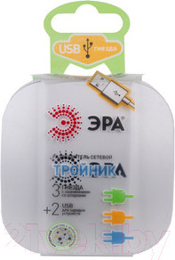 Изображение товара Электроразветвитель ЭРА SP-3e-USB-2A (белый)
