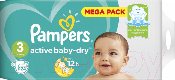 Изображение товара Подгузники детские Pampers Active Baby-Dry 3 Midi (124шт)