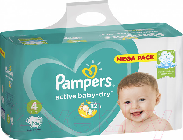 Изображение товара Подгузники детские Pampers Active Baby-Dry 4 Maxi (106шт)