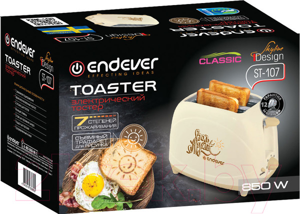 Изображение товара Тостер Endever Skyline ST-107 (бежевый)
