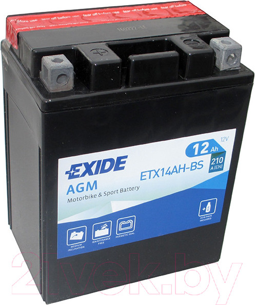 Изображение товара Мотоаккумулятор Exide AGM 12V 12 AH 200A / ETX14AH-BS