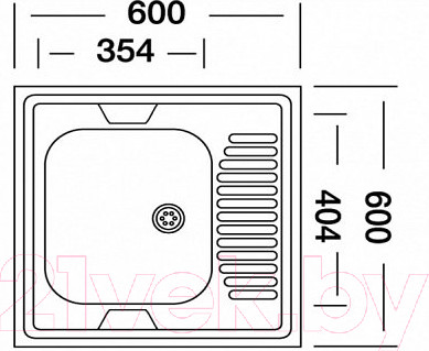 Изображение товара Мойка кухонная КромРус S 409 RUS (чаша справа)