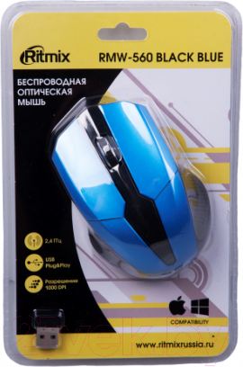 Изображение товара Мышь Ritmix RMW-560 (черный/синий)