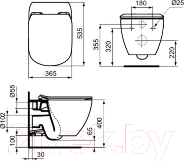 Изображение товара Унитаз подвесной Ideal Standard Tesi T007901
