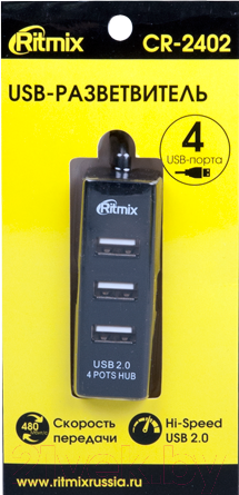 Изображение товара USB-хаб Ritmix CR-2402 (черный)