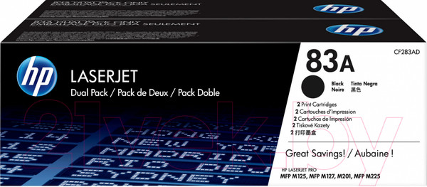 Изображение товара Комплект картриджей HP 83A (CF283AF)