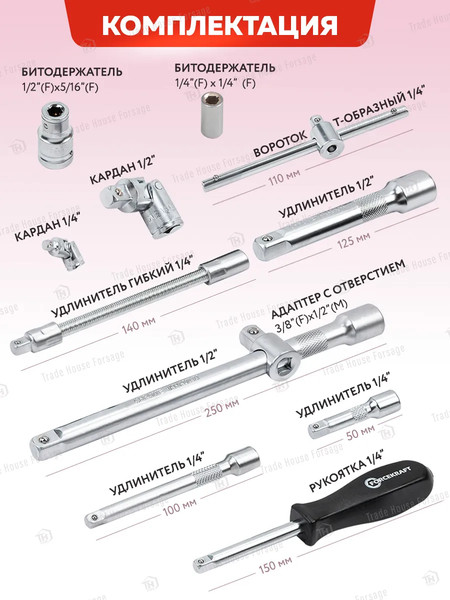 Изображение товара Универсальный набор инструментов ForceKraft FK-4821-5(16212)
