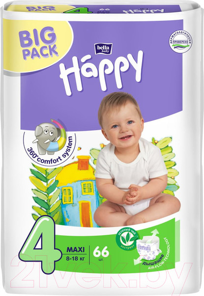 Изображение товара Подгузники детские Bella Baby Happy Maxi 8-18кг (66шт)