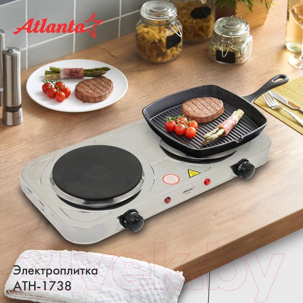 Изображение товара Электрическая настольная плита Atlanta ATH-1738 (серебристый)