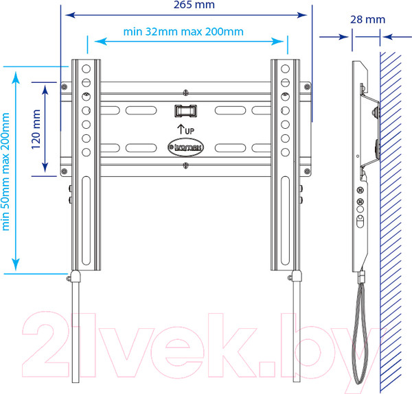 Изображение товара Кронштейн для телевизора Kromax Flat-5 (черный)