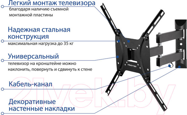Изображение товара Кронштейн для телевизора Kromax DIX-24 (черный)